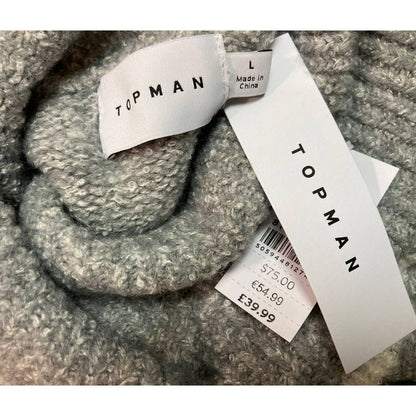 Topman Men's Tipped Roll Neck Sweater Large Heather Gray NEW Turtleneck Modern