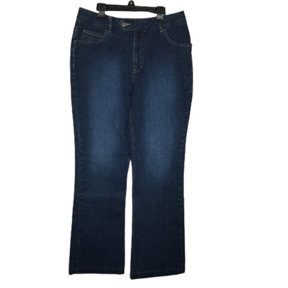 Liz Claiborne Audra Bootcut Jeans Stretch Mid-Rise Dark Wash Denim Blue Size 10
