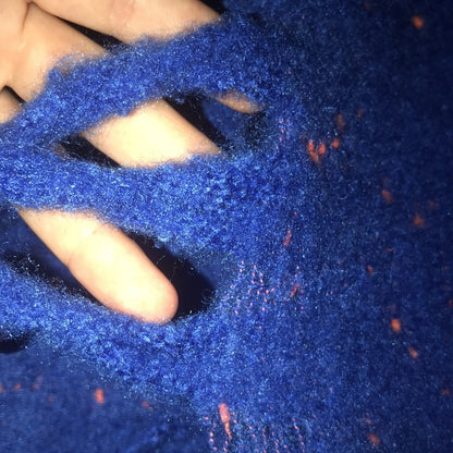 DKNY NEW Blue Orange Speckled Long Fringe Scarf OVERSIZED Wrap GATOR