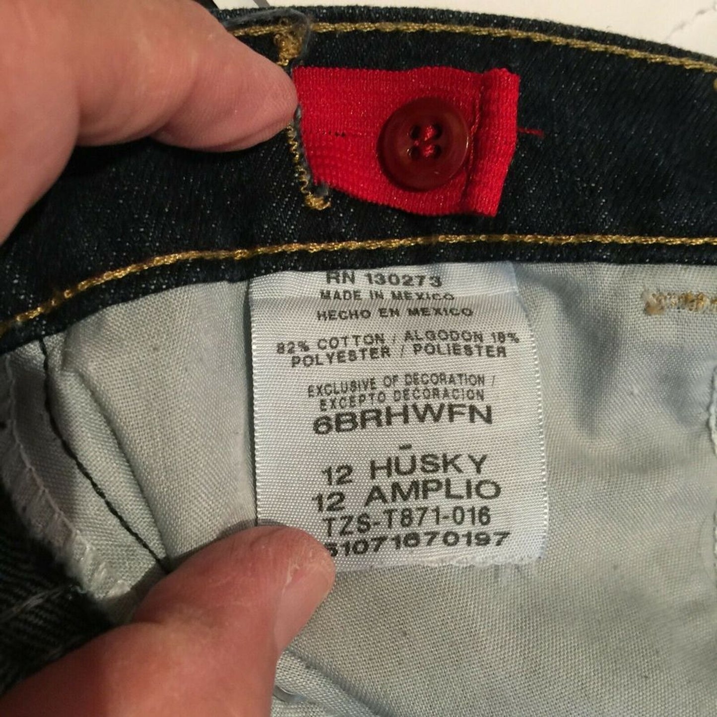 Wrangler Jeans KIDS youth Dark Blue Denim Adjustable Waist Jeans Size 12 Husky