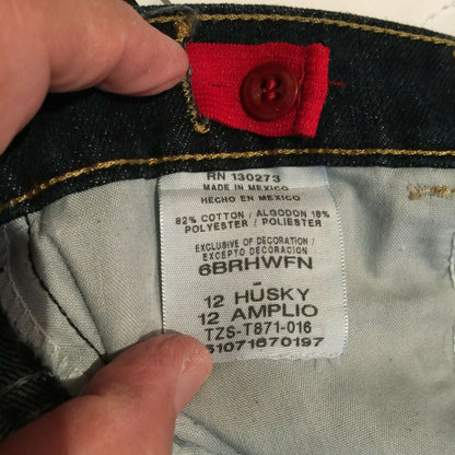 Wrangler Jeans KIDS youth Dark Blue Denim Adjustable Waist Jeans Size 12 Husky