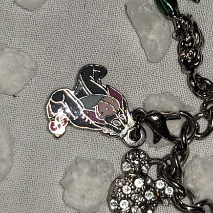 Disney 4pc charm bracelet Necklace Mermaid Eeyore BFF Mickey 18" silver colors