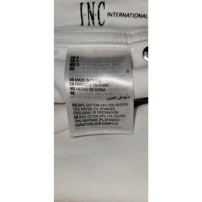 Inc Destructed Fray-Trim Crossover Bright White Denim Skirt Size 0