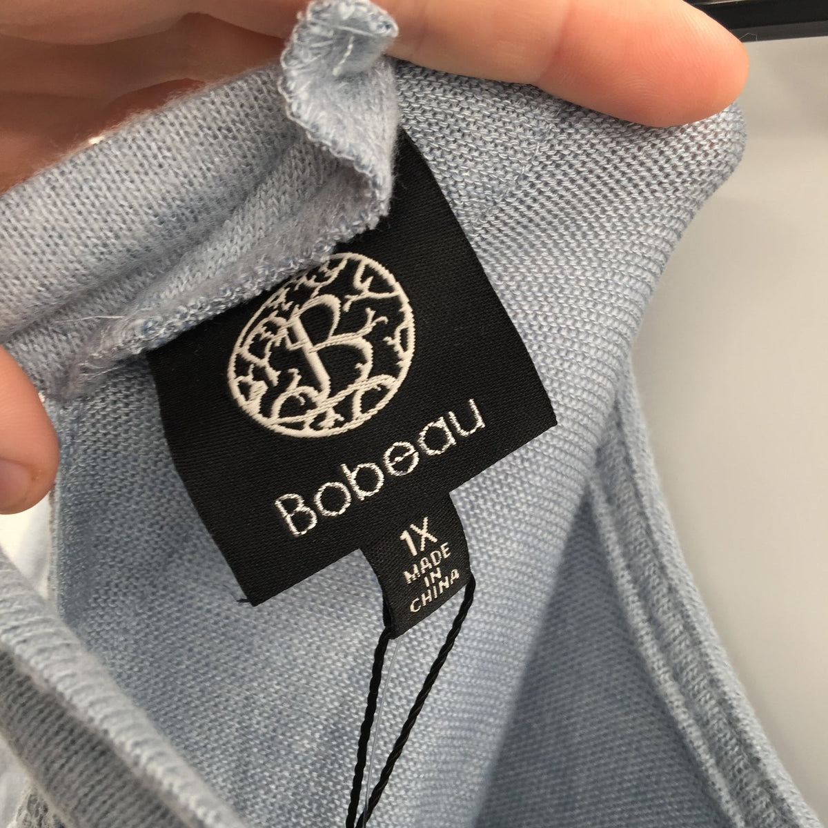 Bobeau Quarter Sleeve Crisscross Back Top Boat Neck Dusty Blue Size 1X