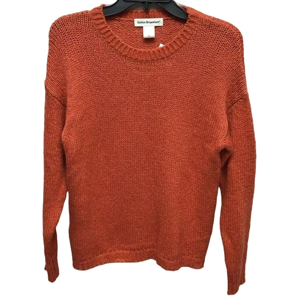 Cotton Emporium Ribbed Crew Neck Pullover Sweater Size Medium in Dark Orange NWT