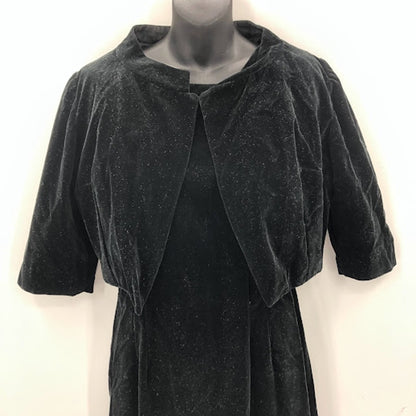 50s 2 pc set bolero jacket sleeveless dress Handmade VINTAGE small/medium velvet