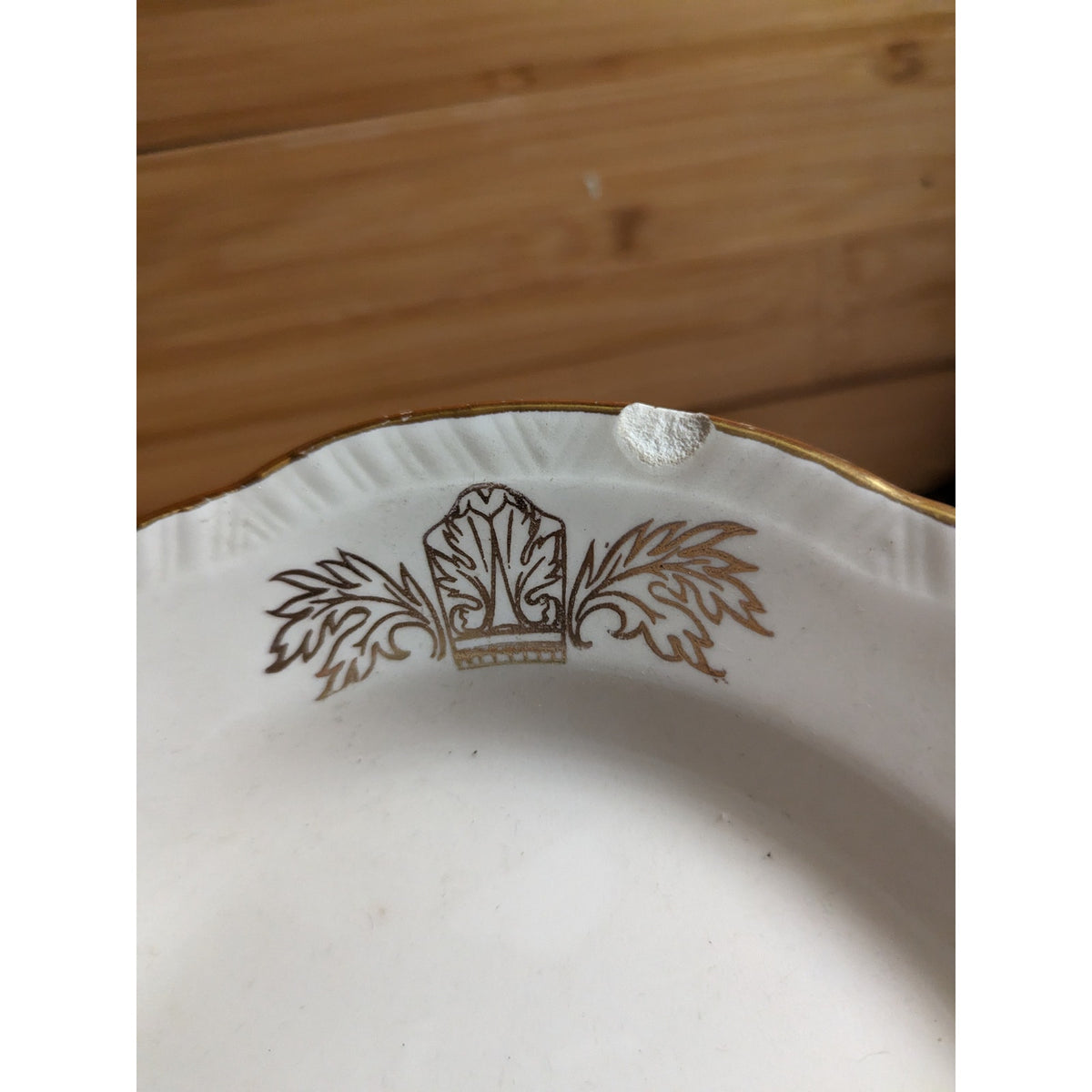 Homer Laughlin Queen Esther Oval Serving Platter Golden Edge CHIPPED Replacement
