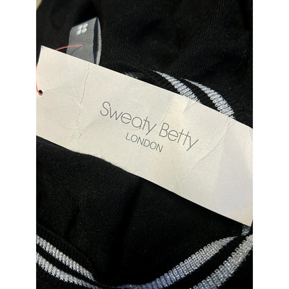 Sweaty Betty NWT Sweater Christmas Jumper Glitter Striped Trim Black Small