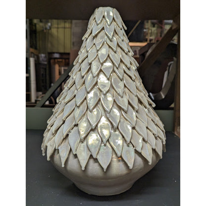 Sagebrook Home Pearlescent Petal Table Vase 16.5" NWT Tree Heavy Ceramic Decor