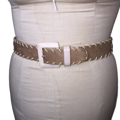 Compagnie Internationale Express Leather Belt Made Italy SMALL whipstitch tan