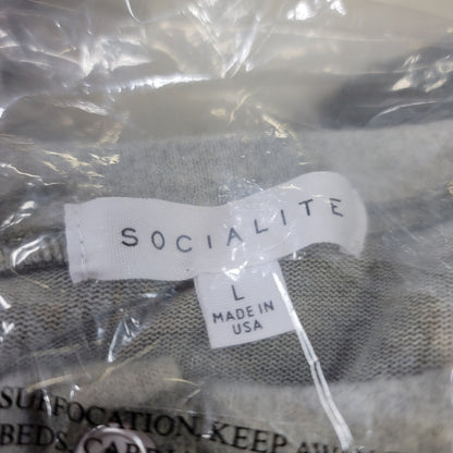 Socialite Printed Scoop Neck Henley Pullover Camo Shirt Soft Long Sleeve LARGE