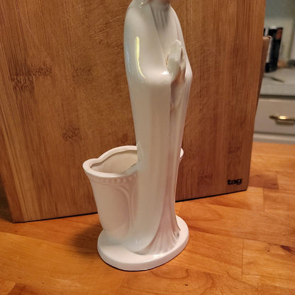 Vintage Flower Get Well Inarco Mother Mary White Ceramic Figurine Planter 10½"