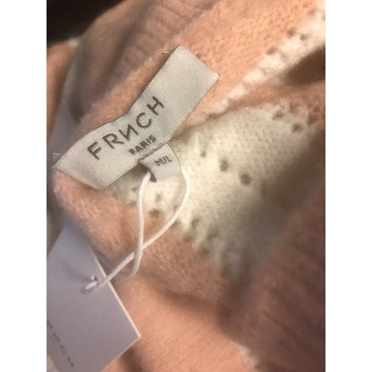 FRNCH Paris Nadiege Oversized crop Knit Striped Light Pink/White Sweater M/L