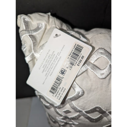 Hotel Collection 22x22 Linen Decorative Pillow $150.00 Geometric Embroidered NEW
