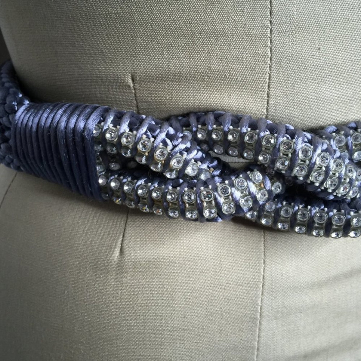 R.J. GRAZIANO Rope vINTAGE Belt Embellished Silver Sparkly Crystals Medium/Large