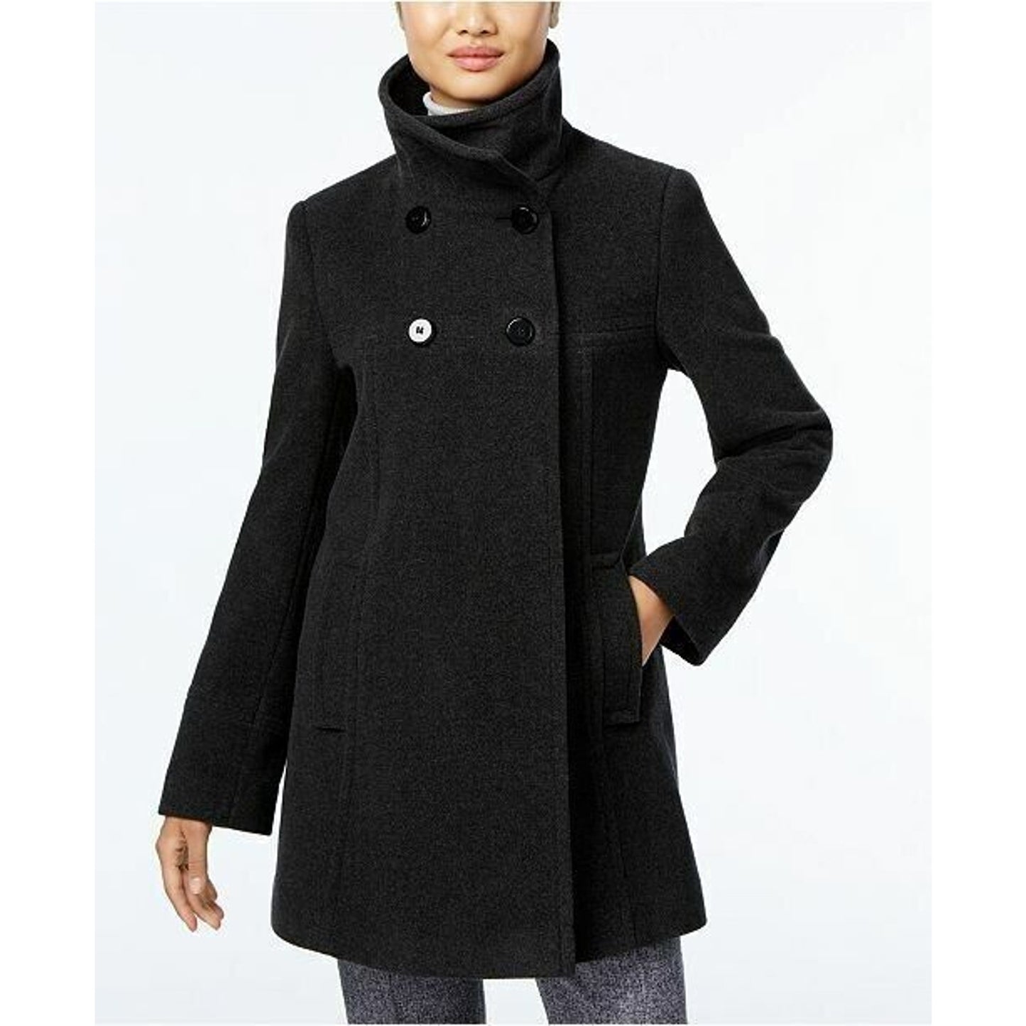 Larry Levin Women's Wool Blend Coat Size Small Black NWT Jacket Button Up