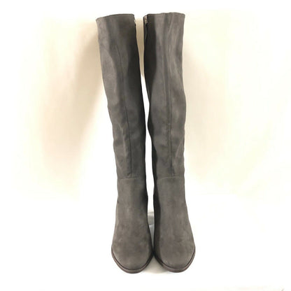 Abound Womens Boots Faux Suede Zipper Block Heel Gray Size 8 Medium Knee High