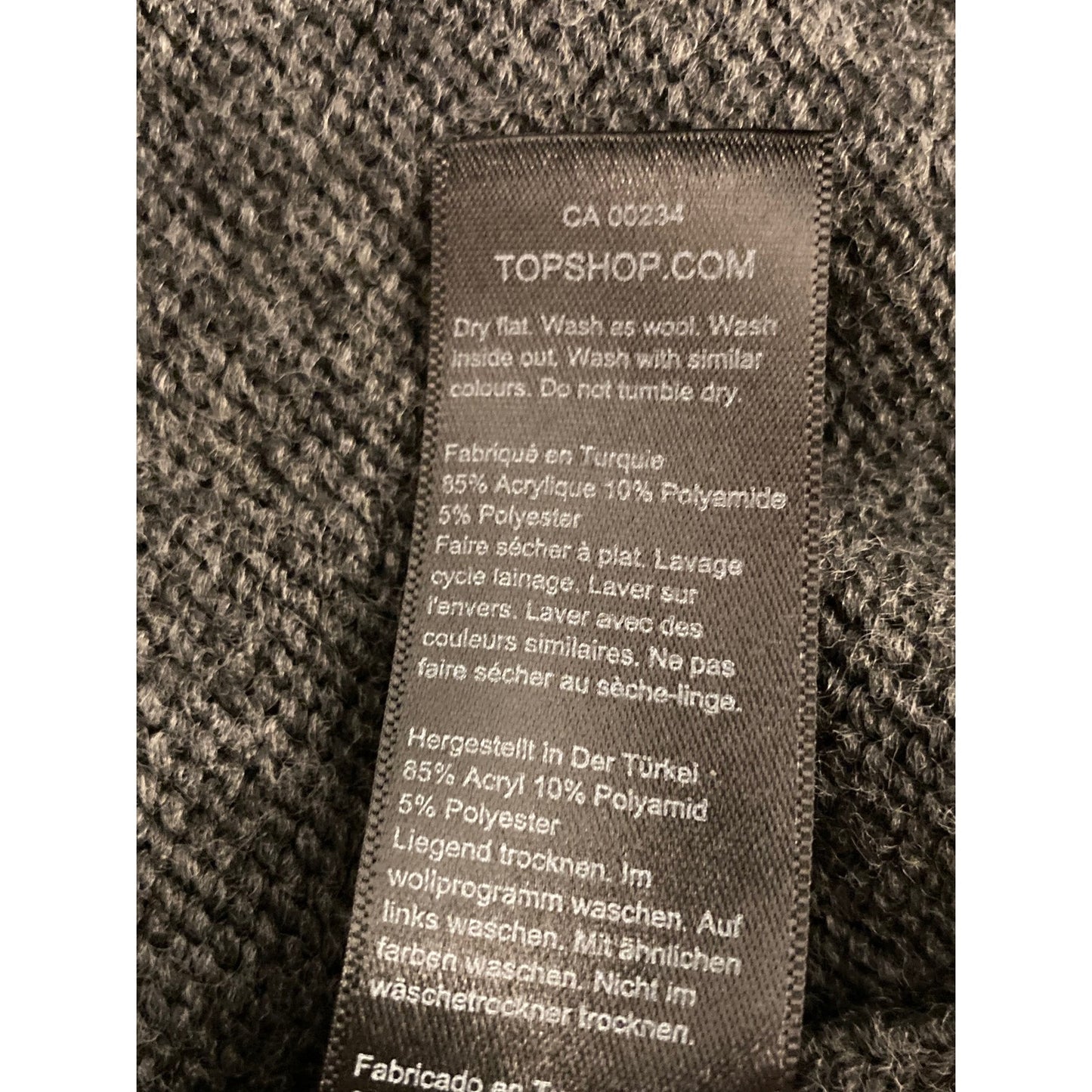 TOPSHOP Size 4 Turtleneck knit Sweater Dress cuff Long Sleeves Dark Gray Womens