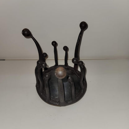 Brutalist Cast iron forged candle holder smudge pot incense burner MCM Art