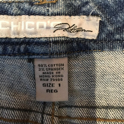 Chico's Strength Leg Jeans Mid Rise Medium Wash Denim Blue Size 1 Reg