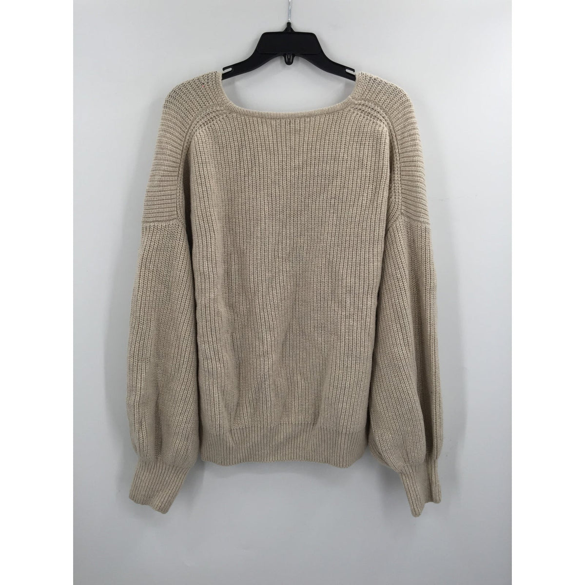 Madewell Thornton Balloon Sleeve Pullover Knit Sweater V-Neck Tan NEW X-Large
