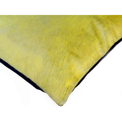 LOT of 2 Natural Brand 100% Dyed Cowhide Pillow Case Cover Yellow & Black NEW