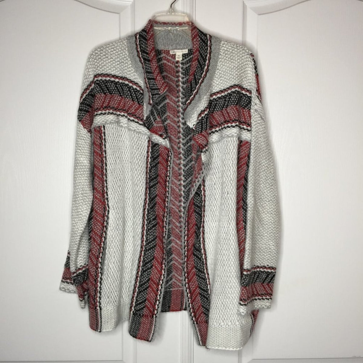 Cato Tribal Open Front Cardigan Sweater Long Sleeve Geometric Multicolor BOHO XL