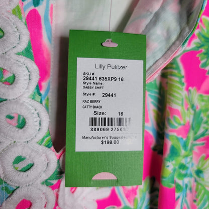 Lilly Pulitzer Gabby Palm-Monkey Shift Dress in Raz Berry Catty Shack 16