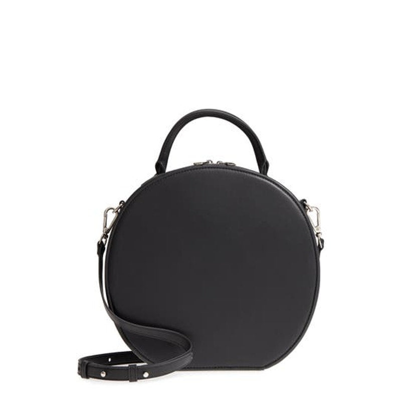 Steve Madden Jill Large Pebbled Round Canteen Bag Blk Top handle Shoulder Purse