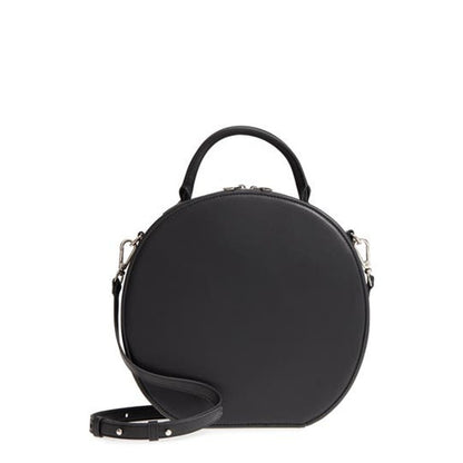 Steve Madden Jill Large Pebbled Round Canteen Bag Blk Top handle Shoulder Purse
