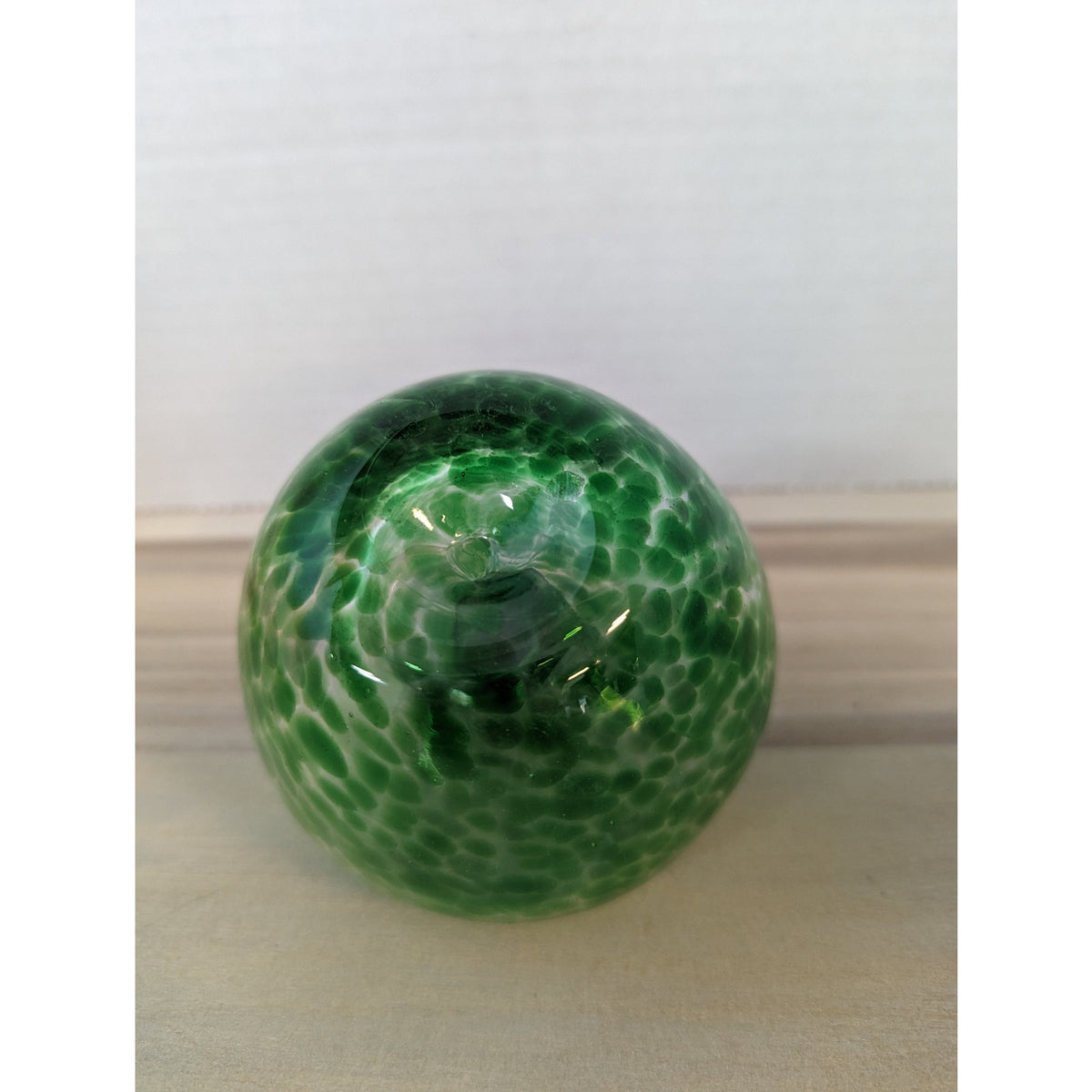 Green glass speckled apple paperweight handblown heavy office teacher school