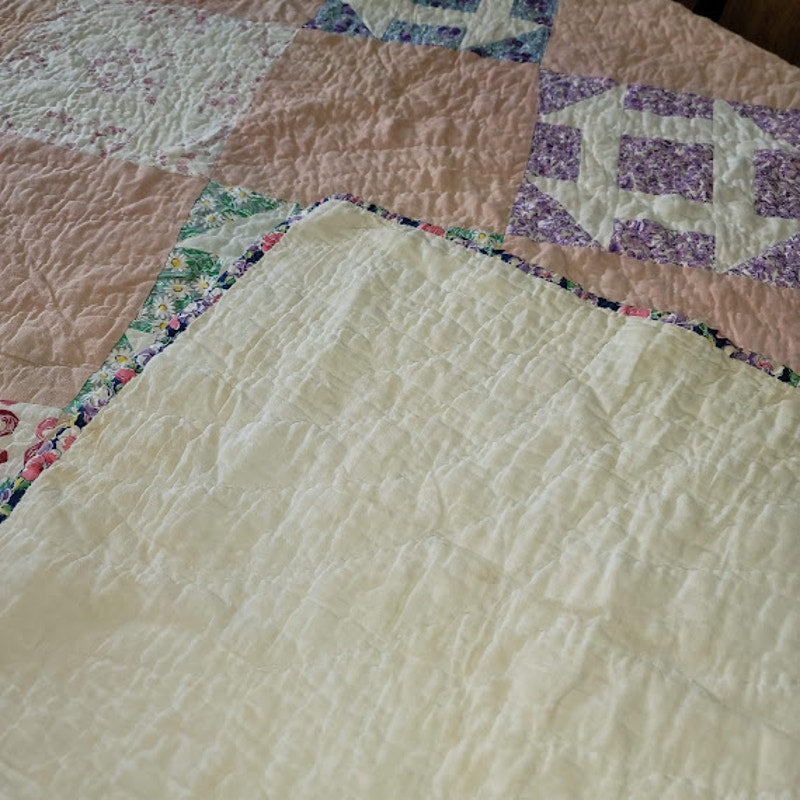 Vintage Handmade Quilt Full QUEEN Twin Bedspread Blanket Farmhouse Cabin 62"X76"