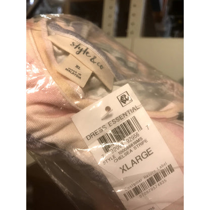 Style & Co Striped Sleeveless Swing Mini Dress Crew Neck Chelsea White X-Large