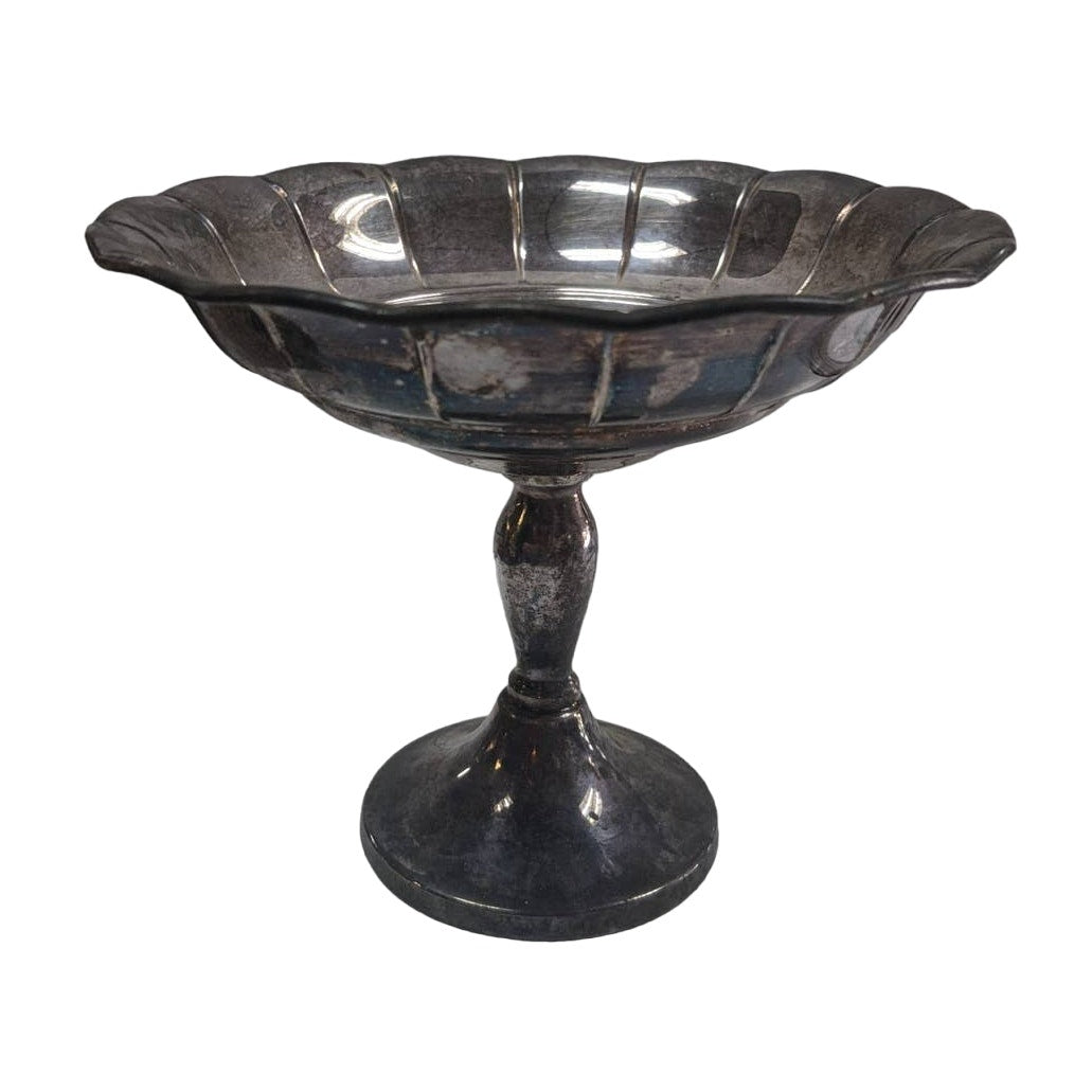 Vintage Signed Cheshire 95 Silver Plated Pedestal Dish Tarnished