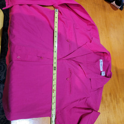 Alison Craig Size 14 Pink button up blouse long sleeve collared Cotton Blend