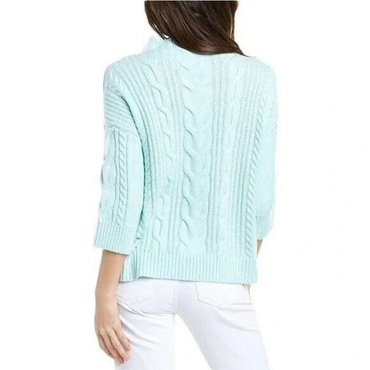 NWT Vince Camuto Cable Knit Mock Neck Sweater Sz XL/Extra Large Sea Mist