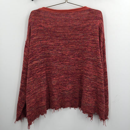 Free People Prism Space Dye Sweater Pullover Sweater Oversized Raw Hem Medium