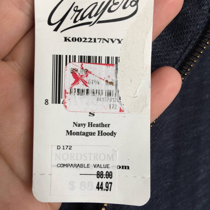 NWT Grayers Montague Zip Up Gray Hoodie Sweatshirt Size Small