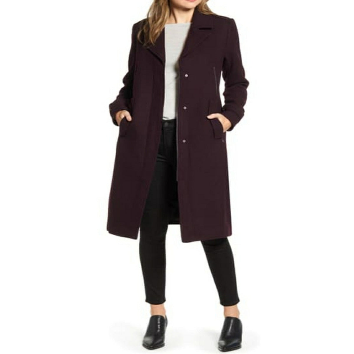 Marc New York NWT Winter Havana Bur Wool Melton Burgundy Coat Size 12