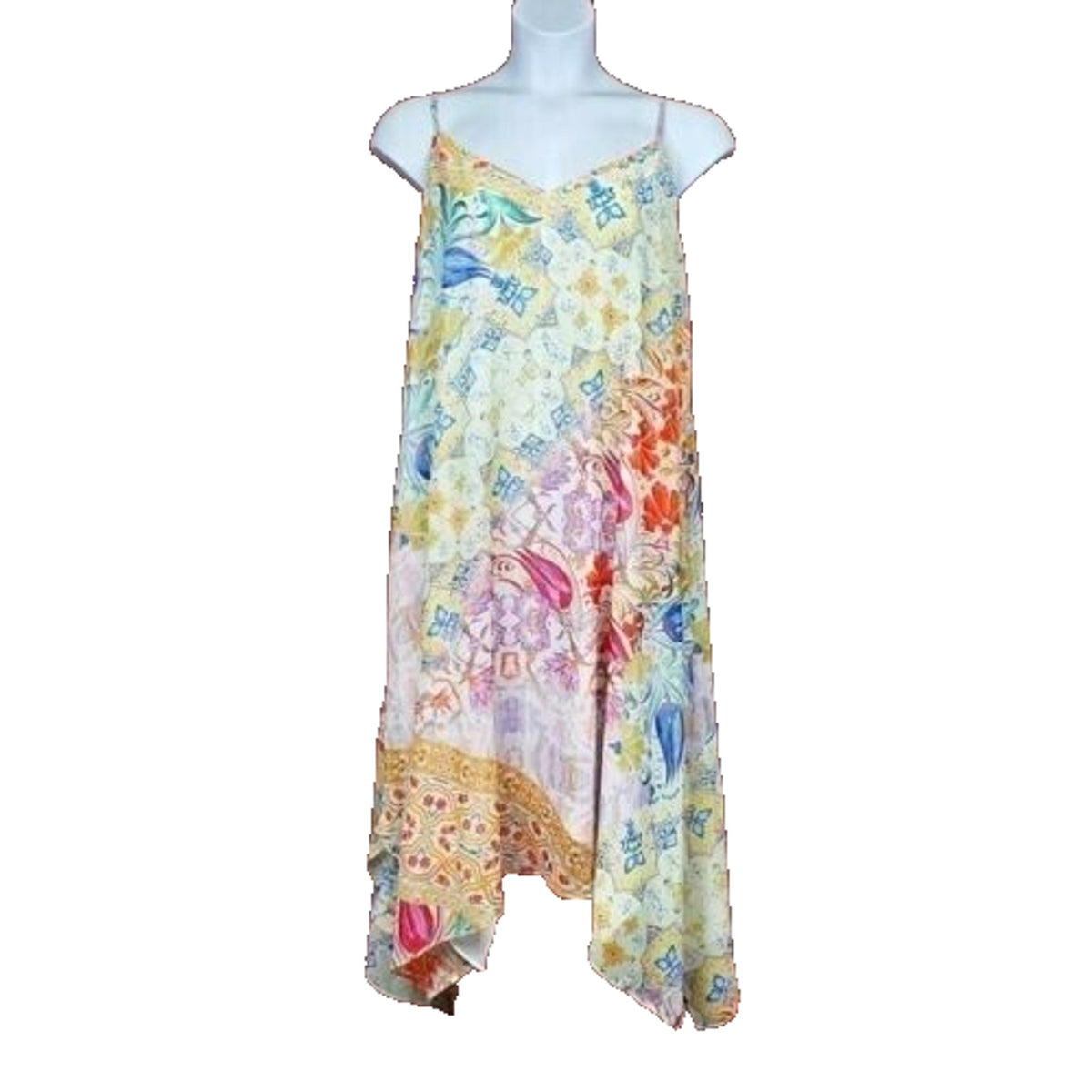City Chic Print Chiffon Handkerchief Hem Dress Sz 14 Mulitcolor NWT Flowy SUMMER
