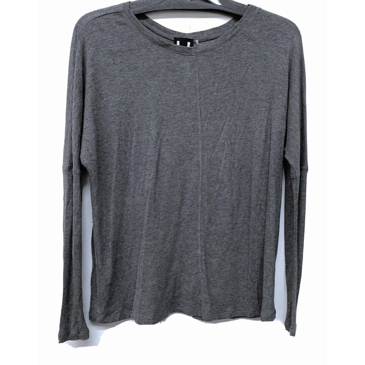 H by Bordeaux Rib Knit Center Seam Top Sz Small in Heather Licorice Blue NWT