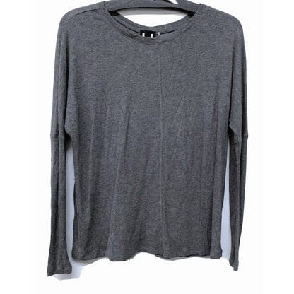 H by Bordeaux Rib Knit Center Seam Top Sz Small in Heather Licorice Blue NWT