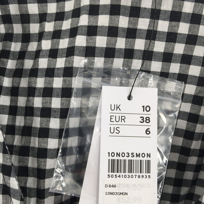 Topshop Gingham Print Wrap Mini Dress Short Sleeve White/Black Size 6 NWT