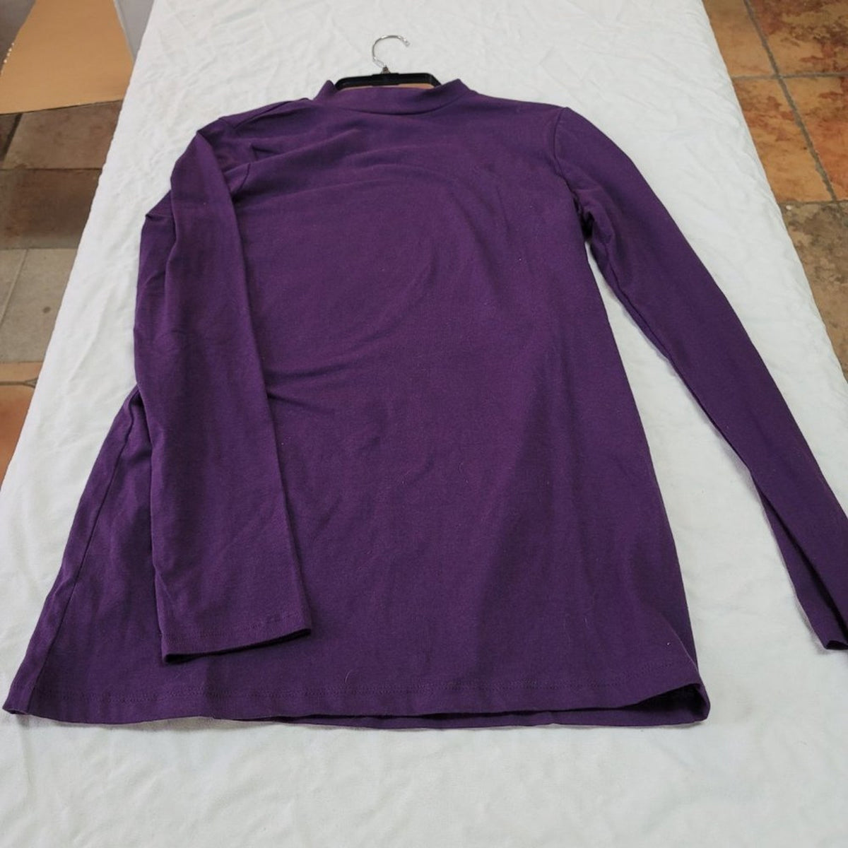 Zenana Outfitters Long Sleeve Turtle Neck Top Shirt Stretch Cotton Purple Medium