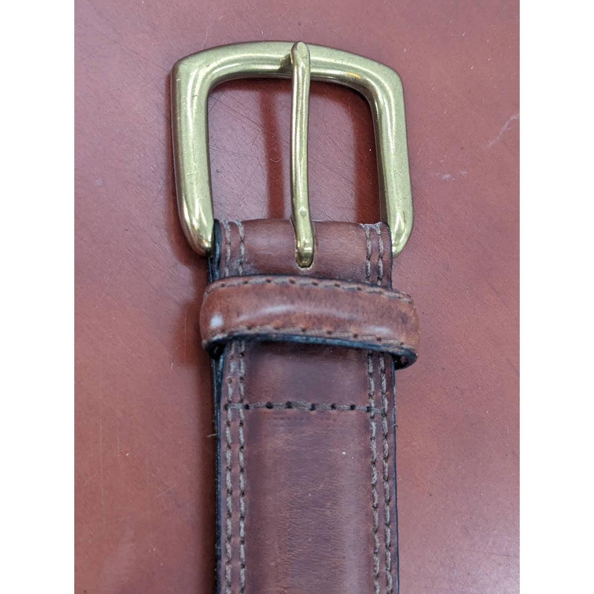 American Genuine Leather Belt Solid Brass Buckle 40" Unknown Brand
