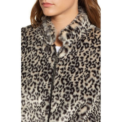 Vigoss NWT Leopard Print Faux Fur Bomber Jacket Brown Size Small