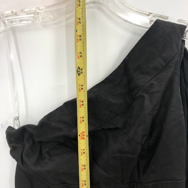 black dress asymetrical Chiffon drape in the back DAMAGED NEEDS REPAIRS