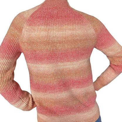 Caslon Striped Knit Pullover Sweater Size Large in Pink Space Dye NWT