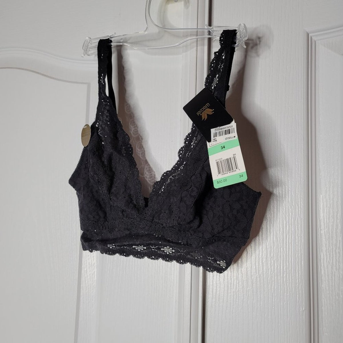 Wacoal Halo Lace Wire Free Bralette Bra Size 34 NEW casual black