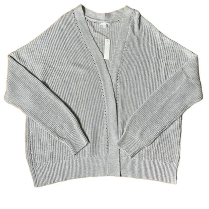 Abound Open Front Cardigan Sweater Ribbed Small Light Gray NWT Pointelle Accent